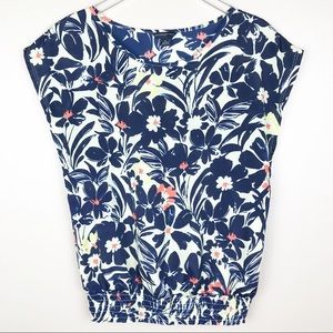 🌿Banana Republic | Blue and Yellow Floral Blouse